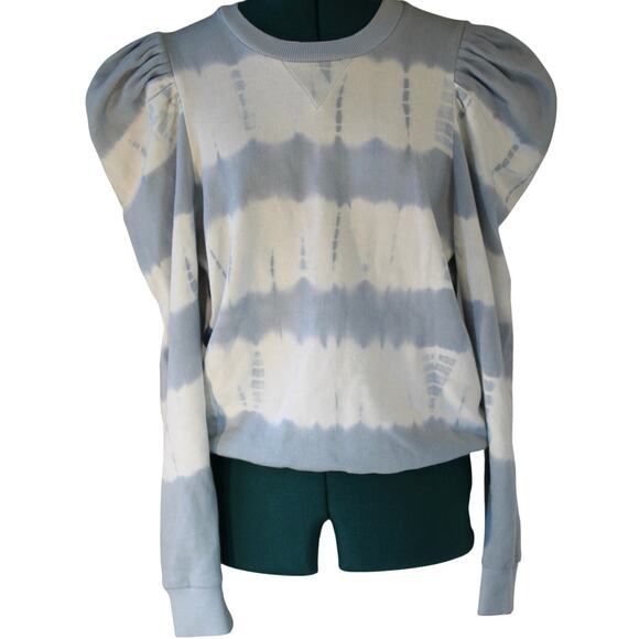Bishop + Young Blue Tie-Dye Puff Sleeve Sweatshirt Women’s Medium - Picture 2 of 5